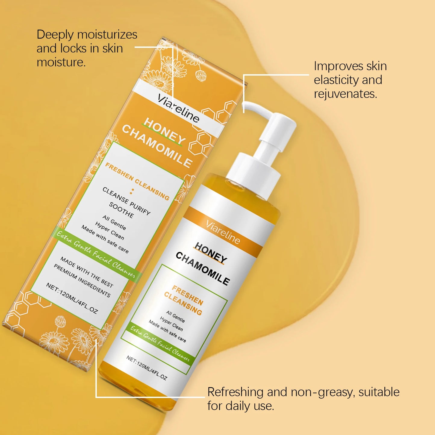 Honey Chamomile Face Cleaner Gentle Cleaning Pore Deep Moisturizing Refreshing Prevent Aging  Soothing Face Cleaner