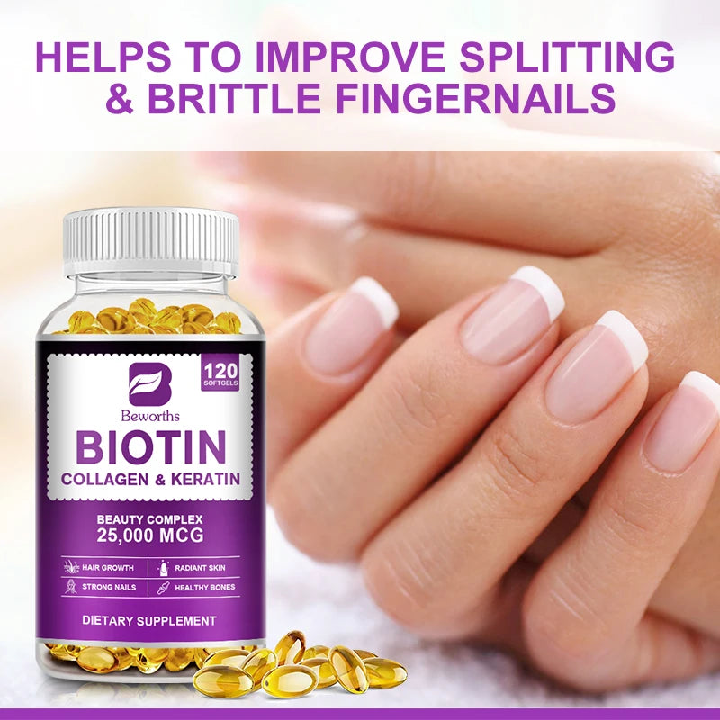 Collagen & Biotin Capsule Biotin for Hair Growth Strong Hair Dry Hair Follicle Repair Skin Hydrolyzed Adult Beauty Care